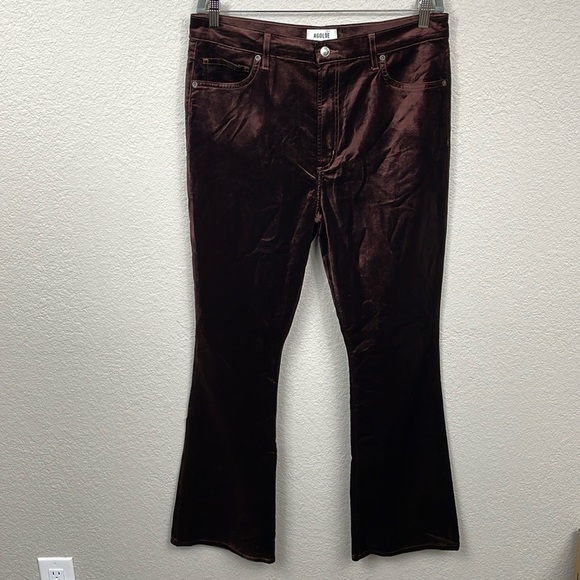 New Agolde Nico High Rise Slim Boot Pants in Chocolate Milk Velvet Sz 32 - Picture 4 of 14